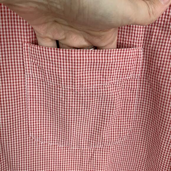 J.Crew Men Button Up Long Sleeve Shirt Office Preppy Red Slim Holiday Size Large - Picture 2 of 6